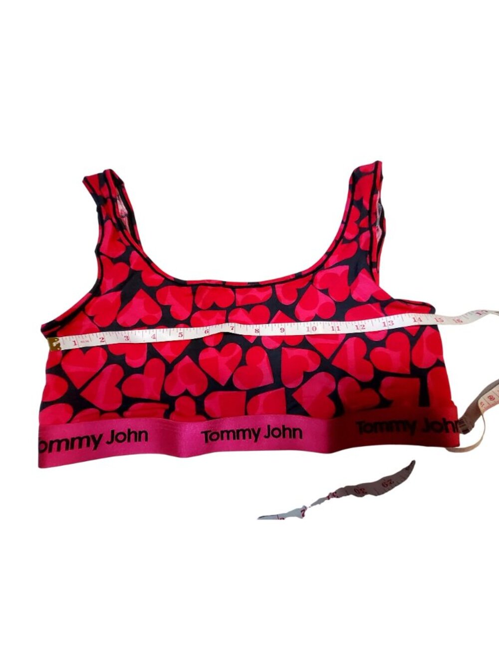Tommy John Second Skin Scoop Bralette Modal Stretch Fabric Size L Cropped Hearts - Picture 3 of 8